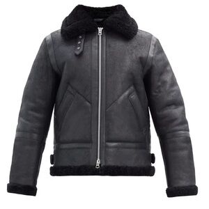 $2,700 Acne Studios Ian black shearling jacket size 48